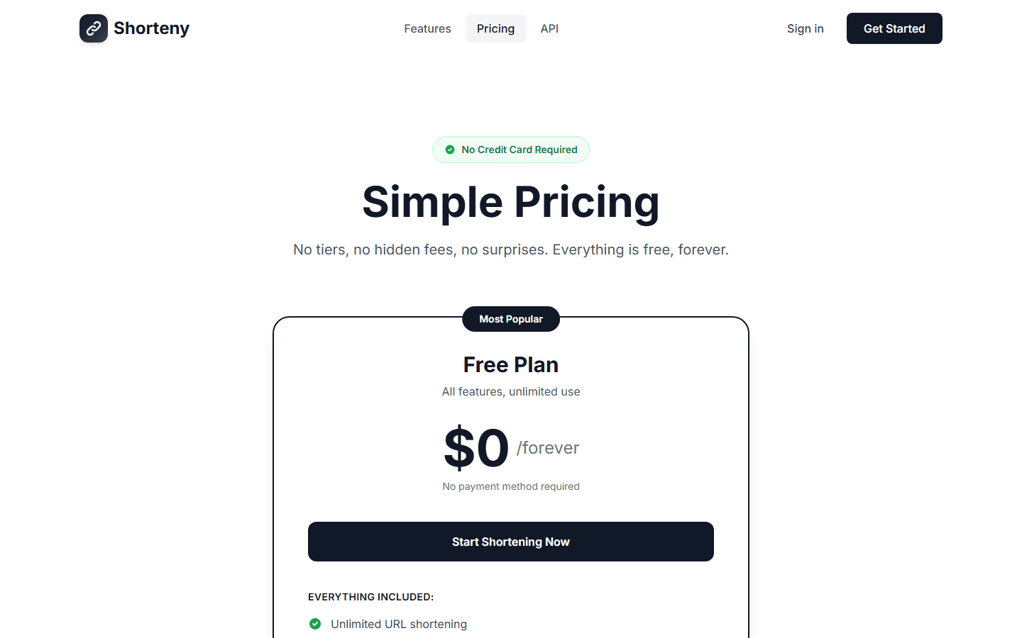 Pricing — single free tier
